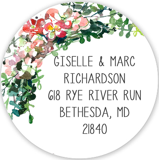 Peony Swag Round Address Labels